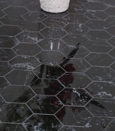 klinker carrara sort hexagon 6