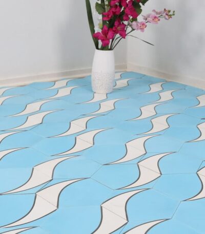 marockanskt kakel heksagon tikki blue 20x232 7