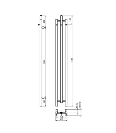 bathroom radiator calentador white 1620 2