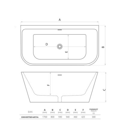 freestanding bathtub elias 1700