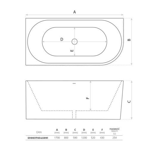 freestanding wall corner bathtub oklahoma 1700 right 2
