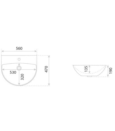 wall hung washbasin corel 560 3