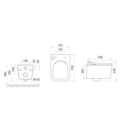 wall hung wc murya with seat smart 1