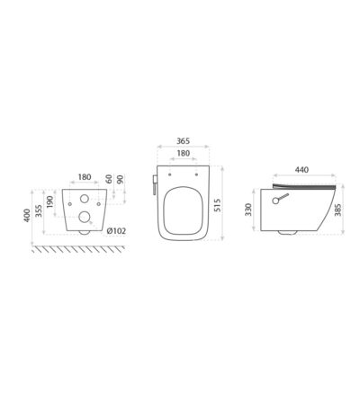 wall hung wc with bidet function parana 3