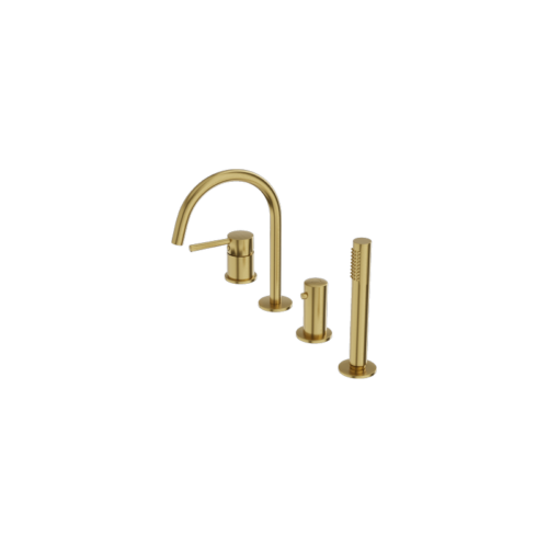 bath shower deck mounted faucet 4 hole orion brushed gold