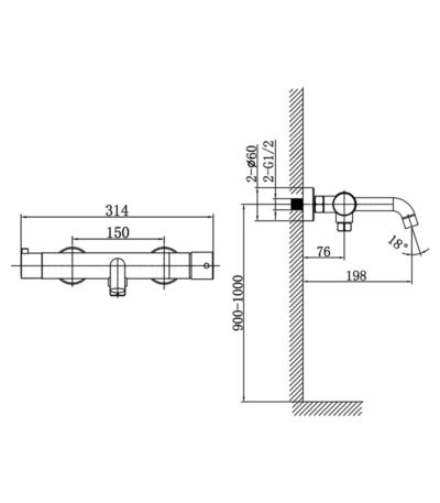 bath shower faucet orion matt black 1