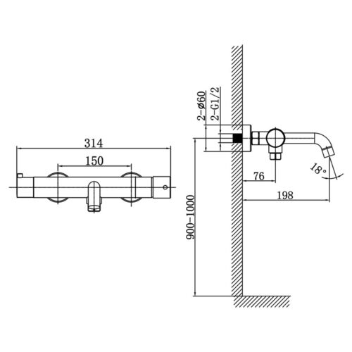 bath shower faucet orion matt black 1
