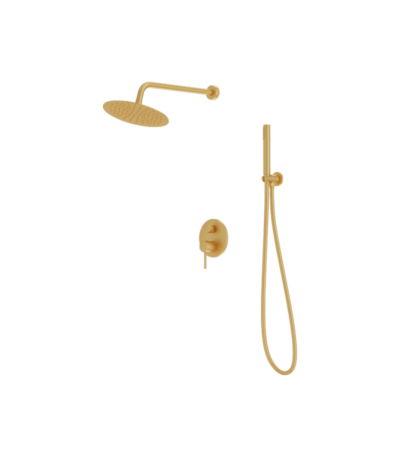 concealed shower set with rain shower orion brushed gold
