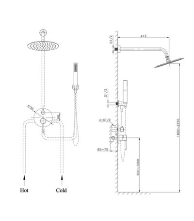 concealed shower set with rain shower orion chrome 1