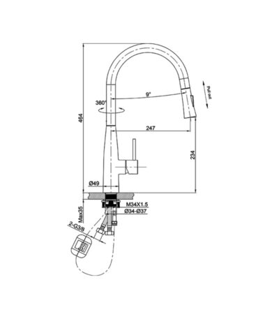 kitchen faucet orion matt black 1