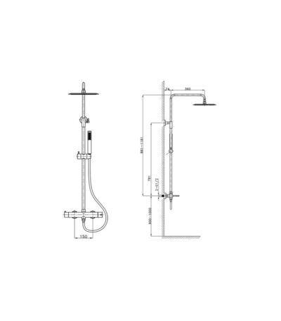 shower set with rain shower orion brushed cooper 1 1