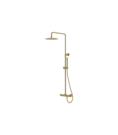 thermostatic shower set with rain shower brushed gold