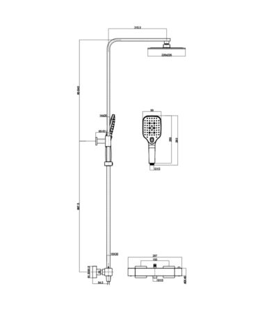 thermostatic shower set with rain shower cetus matt black 2