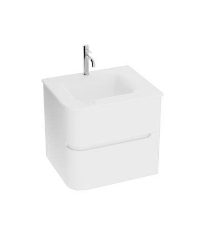 cabinet with glass washbasin atlanta white 600