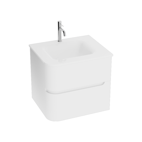 cabinet with glass washbasin atlanta white 600