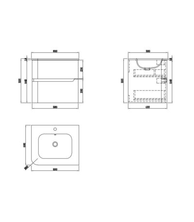 cabinet with washbasin atlanta black 600 2