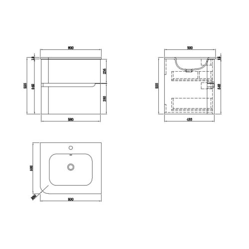 cabinet with washbasin atlanta black 600 2