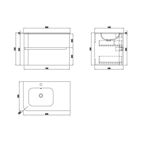 cabinet with washbasin atlanta black 800 2