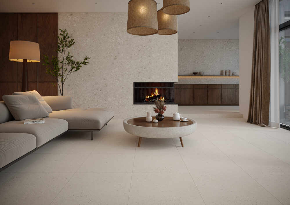 small terrazzo stone white salon MP small